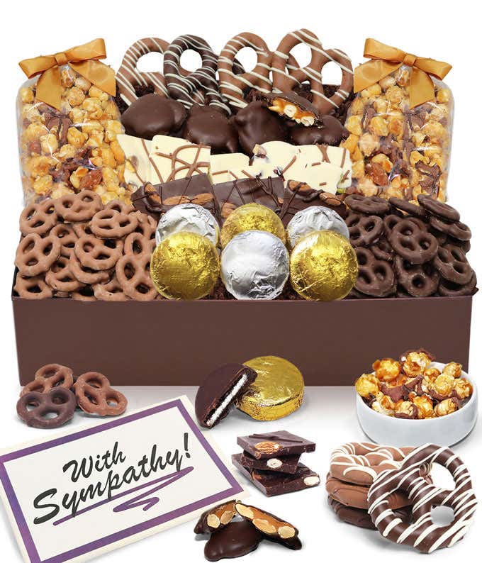 With Sympathy - Belgian Chocolate Covered Snack Tray