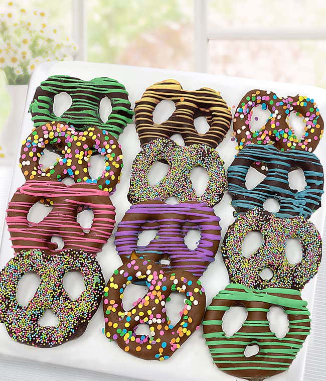 Springtime Chocolate Covered Pretzel Logs 
