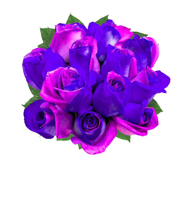 Partial image of One dozen galaxy dyed roses with optional clear vase. without vase.